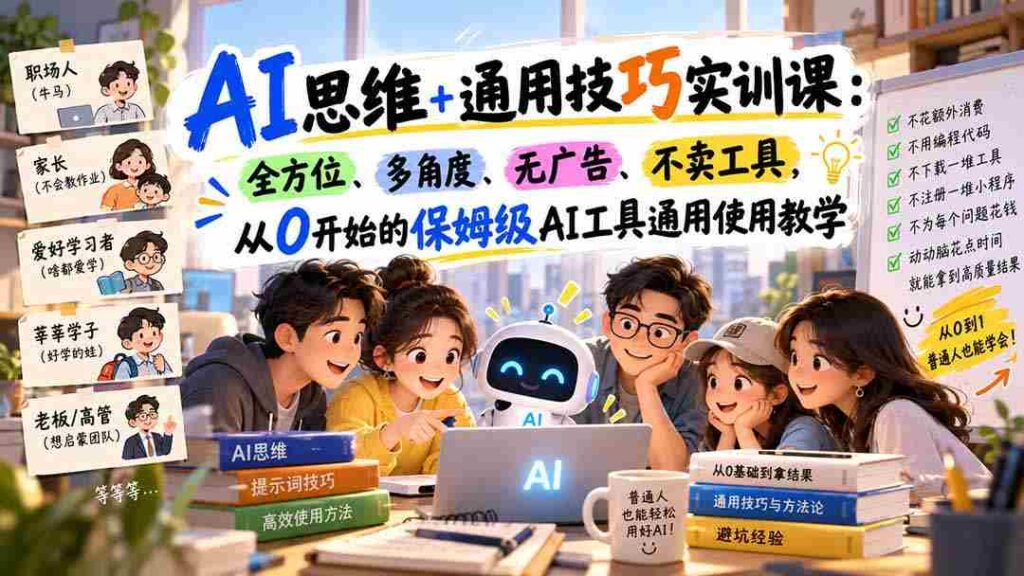 从零基础入门，AI工具全面实操：无广告植入，通用技巧深度解析，全方位学习体验
