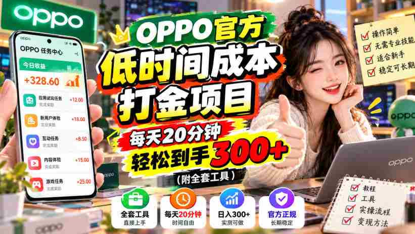 揭秘：OPPO独家省时赚钱秘籍，仅需每日20分钟，轻松赚取300元+（含完整工具包）