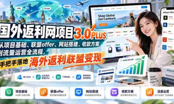 全球返利平台3.0PLUS全解析：涵盖项目起点、合作优惠、搭建攻略、支付策略及流量推广，一站式实现海外联盟收益变现