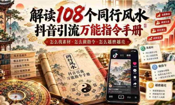 揭秘108招抖音风水引流秘籍：素材搜集攻略、指令制作技巧，让你的内容光芒四射【手册