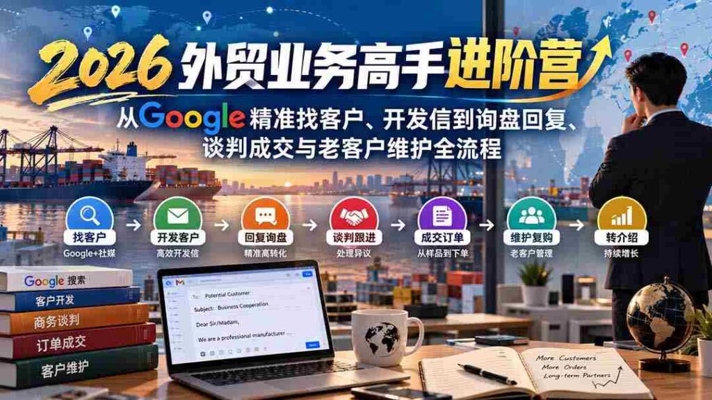 2026外贸精英提升班：深度解析Google客户挖掘、邮件沟通至订单确认、商务洽谈及老客维护全方位攻略