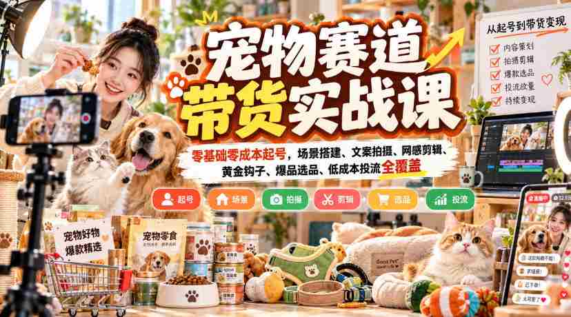 零成本开启宠物销售之旅：实战课程揭秘，从场景布局到爆款打造全攻略