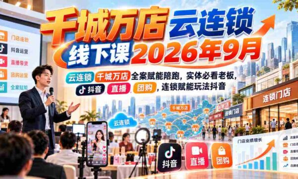 2026年9月千城万店云连锁盛大启航，线上线下课程赋能全面升级，实体老板必学！抖音直播、团购，揭秘云连锁运营精髓