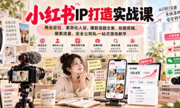 揭秘小红书IP养成攻略：深度解析商业定位、独树一帜人设塑造、爆款文案与视觉制作、搜索技巧、流量变现全攻略