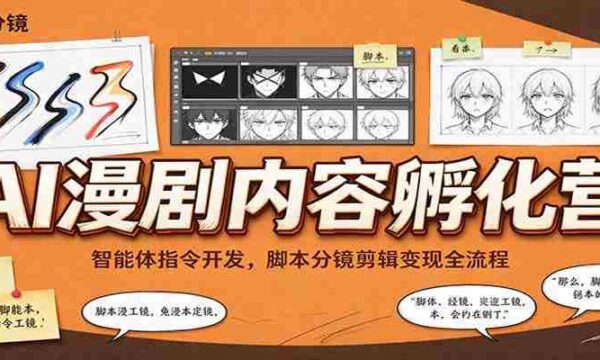 智能指令打造与脚本制作，AI漫剧孵化班带你掌握剪辑与盈利之道