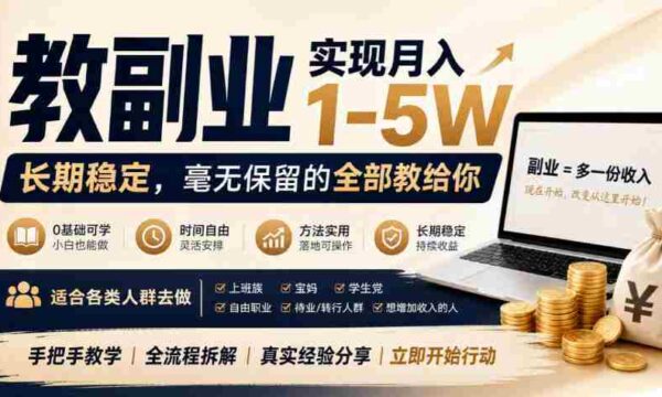 揭秘：轻松掌握“副业秘籍”，月入高达五万，全方位教学，适合众人尝试