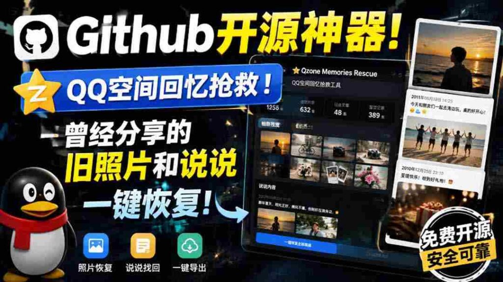 （20182期）Github开源神器！QQ空间回忆抢救！曾经分享的旧照片和说说一键恢复！