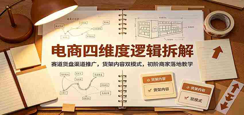 电商四维度逻辑拆解：赛道货盘渠道推广，货架内容双模式，初阶商家落地教学