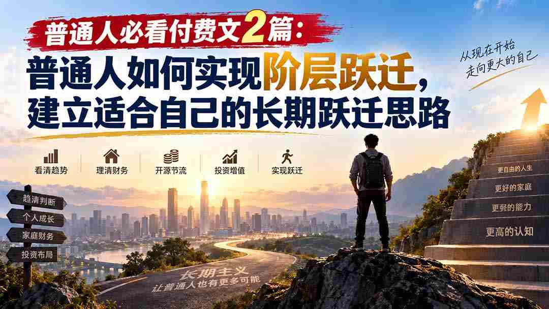 （20262期）普通人必看付费文2篇：普通人如何实现阶层跃迁，建立适合自己的长期跃迁思路