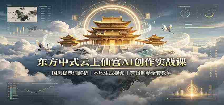东方中式云上仙宫AI创作实战课：国风提示词解析，本地生成视频，剪辑调参全套教学