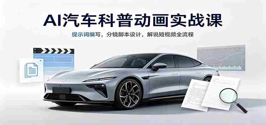 AI汽车科普动画实战课：提示词编写，分镜脚本设计，解说短视频全流程