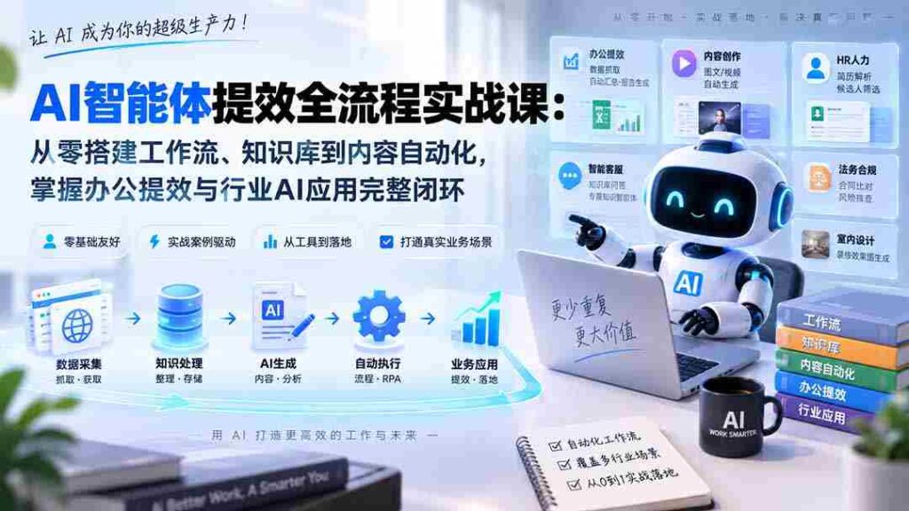（20260期）AI智能体提效全流程实战课：从零搭建工作流、知识库到内容自动化，掌握办公提效与行业AI应用完整闭环