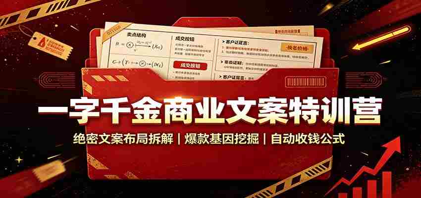 一字千金商业文案特训营：绝密文案布局拆解，爆款基因挖掘，自动收钱公式