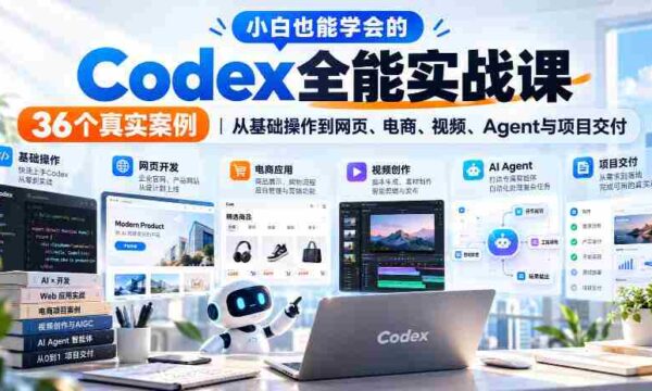 轻松掌握Codex全能技巧，实战解析36个案例，涵盖网页、电商、视频及项目交付全方位攻略