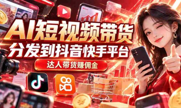 抖音快手平台助力AI短视频带货，达人佣金收益丰厚
