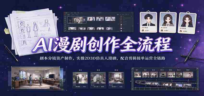 揭秘AI助力下的漫剧制作全过程：从剧本到分镜，再到2D3D仿真人制作，配音剪辑，接单运营，一网打尽全产业链实操技巧