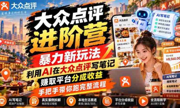 AI赋能点评达人，大众点评升级攻略：笔记创作新技巧，轻松赚取平台分红，全程实操教学