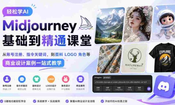 全面掌握AI Midjourney技能：从注册登录到商业案例实战教学