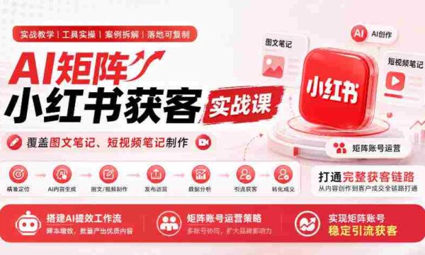 AI矩阵运营攻略：小红书全攻略，图文短视频齐发力，构建高效获客体系，打造AI助力引流矩阵
