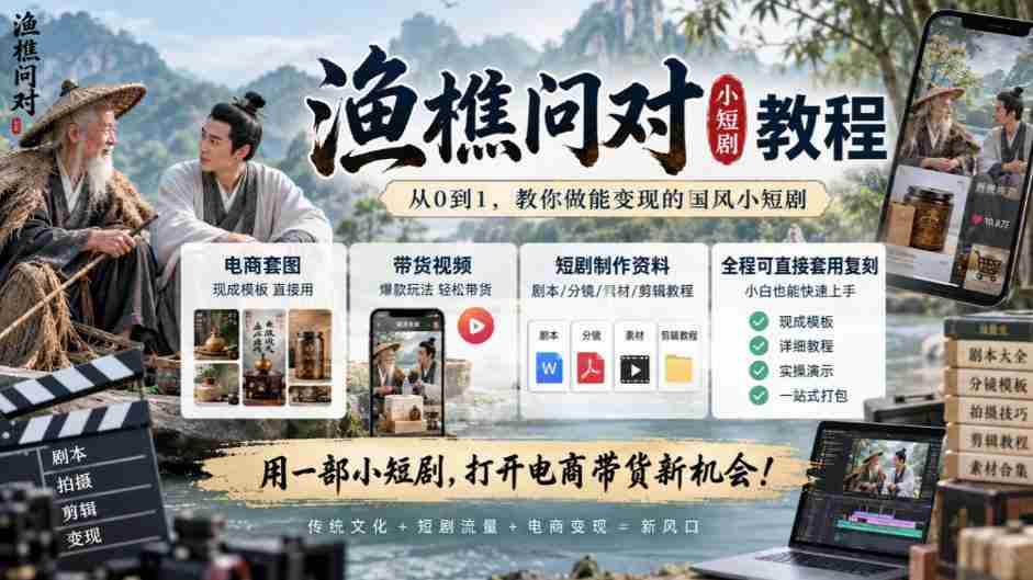 渔樵互动揭秘短视频制作攻略：涵盖电商素材、直播带货，现学现用轻松复制