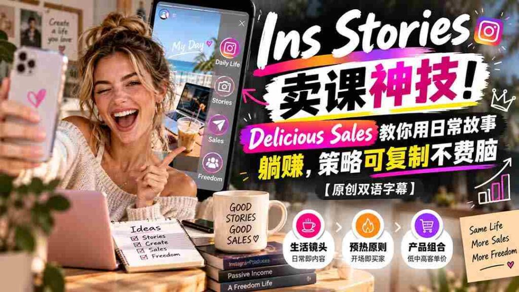 揭秘Ins平台课程营销秘诀！美味销售课程教你轻松讲故事赚翻天，策略简单易学零压力【双语字幕原创