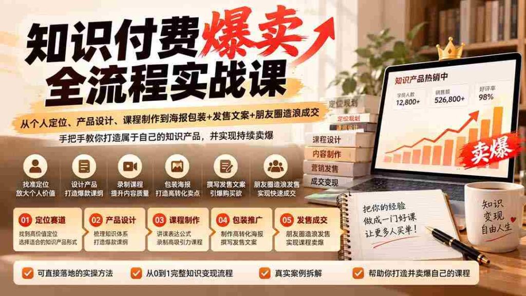 揭秘知识付费热销秘诀：从个人品牌塑造到课程打造，一站式掌握营销与成交策略