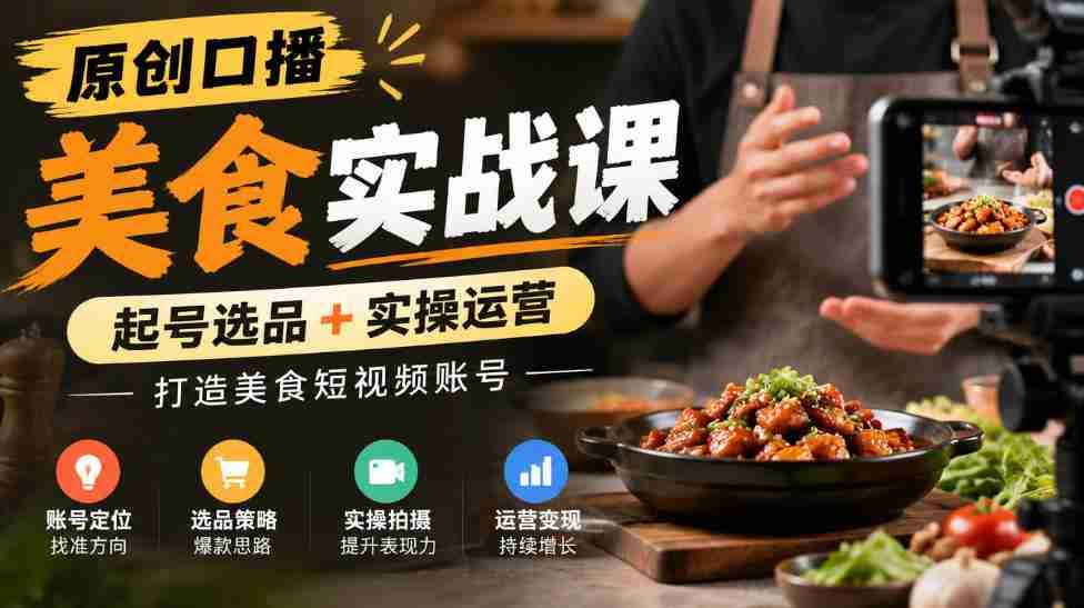 独家揭秘：原创美食短视频制作课程，从选品到运营，助力打造热门美食账号