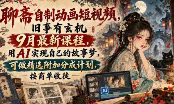 揭秘聊斋传说动画短视频创作课程：9月新班开课，AI助力打造个人故事，享精选作品分成与商单、收徒机遇