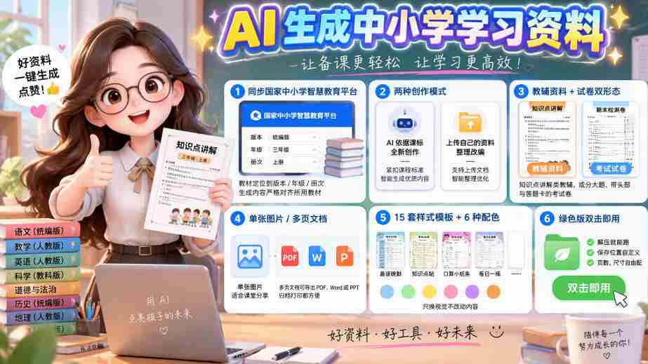 别再盲目选购教辅：紧跟国家中小学智慧平台，AI智能制作图文并茂的辅导资料与试卷