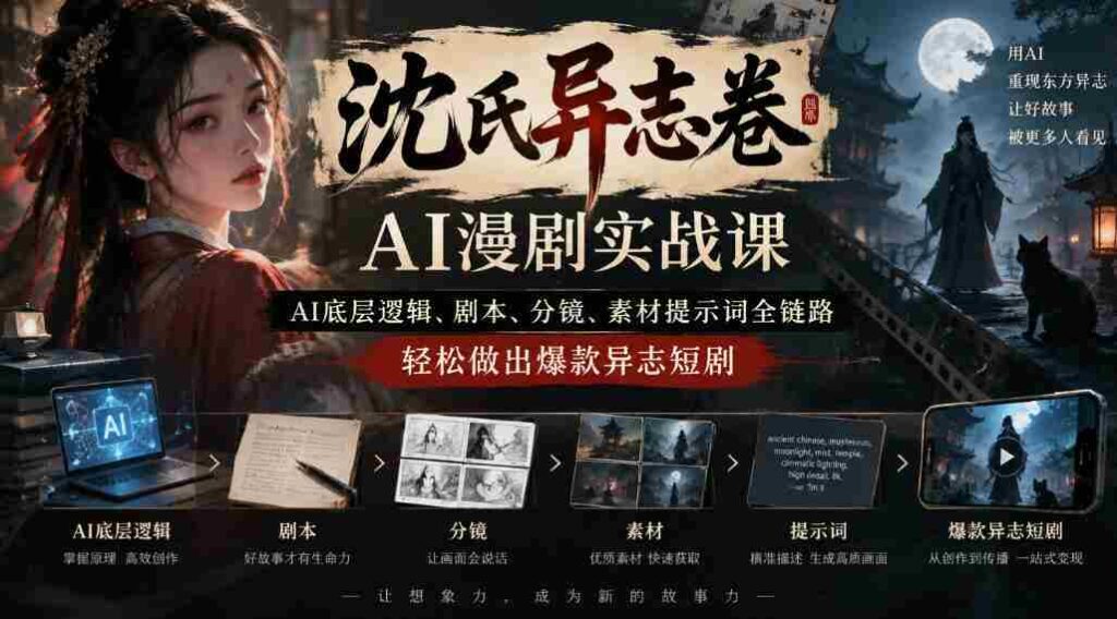 沈家奇谈AI奇志剧制作秘籍：从AI原理到剧本、分镜，一网打尽爆款短剧技巧