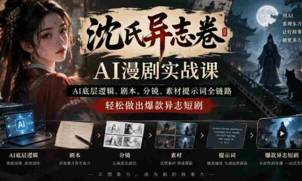 沈家奇谈AI奇志剧制作秘籍：从AI原理到剧本、分镜，一网打尽爆款短剧技巧