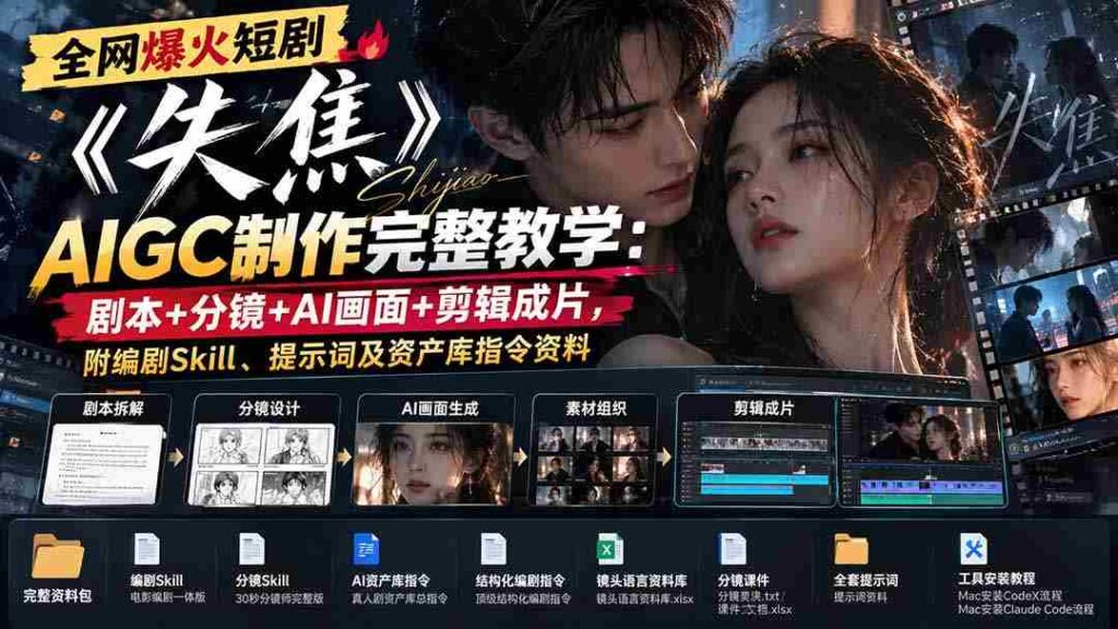 失焦》短剧全网热议，揭秘AIGC制作全过程：剧本创作到剪辑成片，附赠编剧技巧与AI指令指南