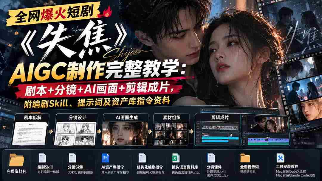 失焦》短剧全网热议，揭秘AIGC制作全过程：剧本创作到剪辑成片，附赠编剧技巧与AI指令指南