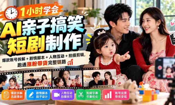 轻松掌握AI亲子喜剧制作秘诀：揭秘爆款账号秘籍，剧情脚本攻略，互动人物打造，拍摄剪辑全教程，打造粉丝增长与带货一网打尽攻略