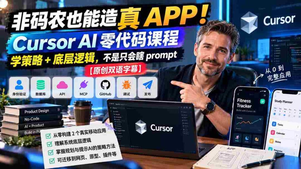 无需编程也能轻松打造APP！Cursor AI零代码教程：掌握策略与底层原理，告别盲目提示操作【双语字幕