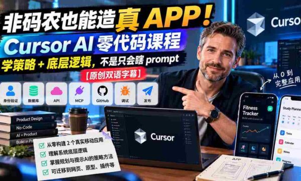 无需编程也能轻松打造APP！Cursor AI零代码教程：掌握策略与底层原理，告别盲目提示操作【双语字幕