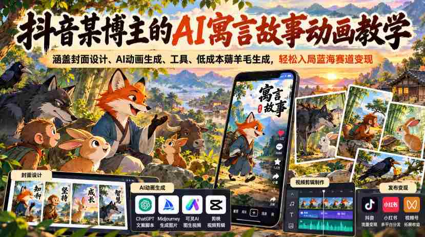 抖音博主揭秘AI寓言动画制作全流程：从封面设计到低成本高效变现攻略
