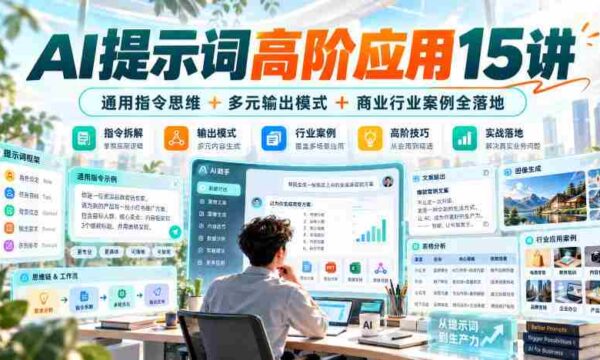 AI提示词高阶应用15讲｜通用指令思维+多元输出模式+商业行业案例全落地