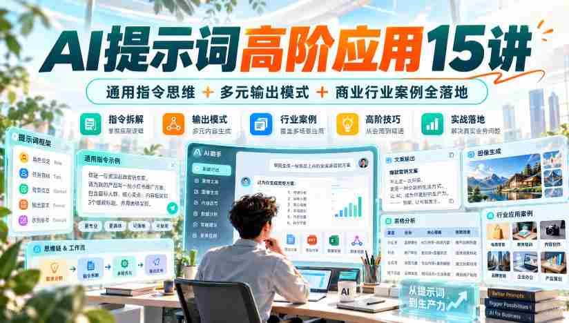 AI提示词高阶应用15讲｜通用指令思维+多元输出模式+商业行业案例全落地