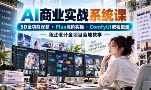 AI商业实战课程全解析：深度挖掘SD全功能，精进掌握Flux高阶技巧，Comfyui流程轻松搭建，助力商业设计项目成功落地
