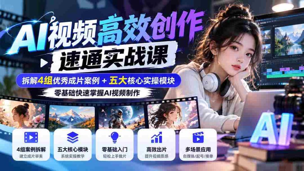 高清无痕】AI视频制作快速上手攻略：剖析四大精品作品，五大实战模块，小白也能轻松精通！