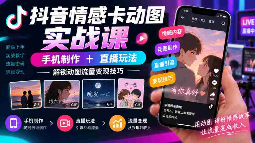 揭秘抖音情感动图制作与直播营销之道，手机操作轻松实现流量变现