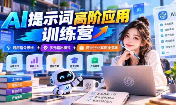 【无水印】AI提示词高阶应用训练营｜通用指令思维+多元输出模式+商业行业案例全落地