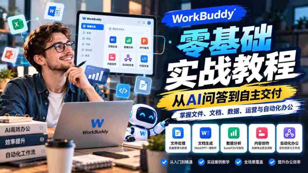 零门槛实操指南：WorkBuddy带你从AI问答入门，轻松驾驭文件、文档、数据运营及自动化办公技巧
