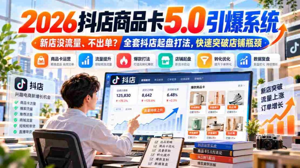 2026抖店商品卡5.0革新流量策略，新店流量短缺、订单难求？揭秘抖店全面启动策略，助力店铺轻松突破发展瓶颈