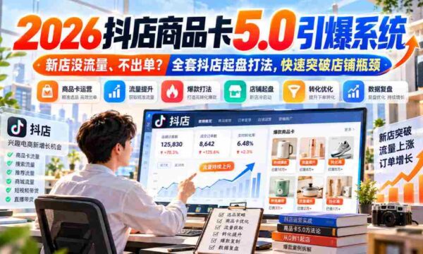 2026抖店商品卡5.0革新流量策略，新店流量短缺、订单难求？揭秘抖店全面启动策略，助力店铺轻松突破发展瓶颈