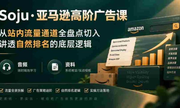 揭秘亚马逊广告进阶策略：深度解析站内流量秘径，揭示自然排名核心原理（直播+音频+学习资料）