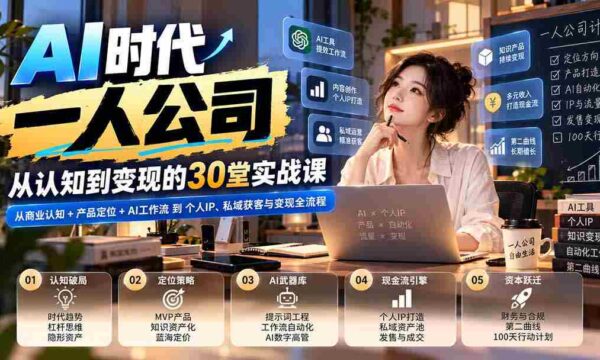 高清呈现】AI新时代，打造独属你的企业传奇：全方位解析商业洞察、产品精确定位、AI工作流，再到个人品牌、私域流量捕获与盈利策略，全程30节实战教学