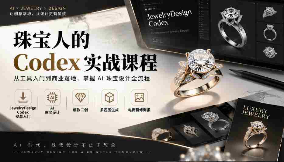 珠宝设计师的实战秘籍：从Codex安装到AI设计，爆款创意与多视角海报制作全攻略