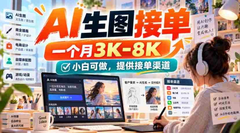 AI生图接单，一个月3K-8K，小白可做，提供接单渠道
